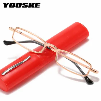 YOOSKE Unisex Brýle na Čtení s Pen Trubice Případě Přenosné Presbyopickém Brýle Ultralight Jarní Závěs Brýle +1.0 1.5 +4.0