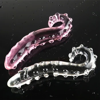 Růžová Bílá Hippocampus Chapadlo Texturou Smyslné Skleněné Dildo Realistické Dildo Dospělé Butt Plug Sexuální Hračky pro Ženy Skla Anální Zástrčka