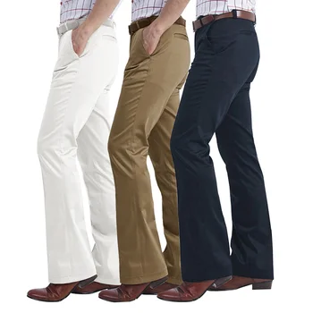 Podzim Jaro Nové Pánské mrkváče Formální Kalhoty Bell Bottom Pant Taneční Bílý Oblek Kalhoty Formální kalhoty pro Muže Velikost 28-37