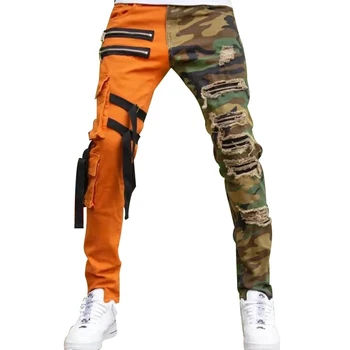 Nové 2021 pánské džíny high street rovné volné kombinézy nadrozměrných šití džínové kalhoty módní hip-hop ležérní kalhoty pánské