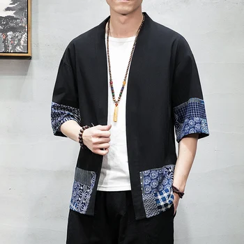 Muži ležérní Košile Čínské Streetwear Vintage pro Volný čas Tričko Pánské Prádlo Volně Otevřít Stitch Pánské Košile Plus Velikosti 5XL 2020