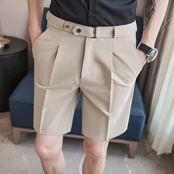 Britský Styl Léto Přímo Suit Šortky Pro Muže Oblečení 2022 Jednoduché Slim Fit Business Formální Oblečení Prodyšné Krátké Homme 3XL