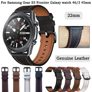 22mm Kožený Řemínek Pro Samsung Gear S3 Hranice/Classic/Galaxy sledovat 46/3 45mm Smart Watchband Náramek Accessori Pulsera Correa