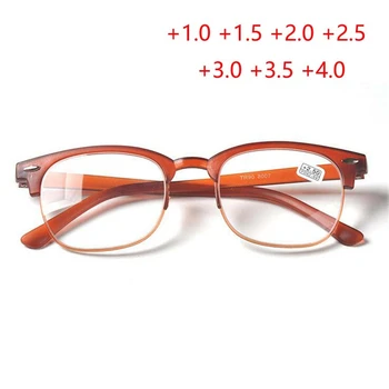 Ultra-lehký Čaj Rámu TR90 Oválné Brýle na Čtení Pro Unisex Semi-bez Obrouček Lupa Brýle Hnědá/Černá +1.0 +1.5 +2.0 K +4.0