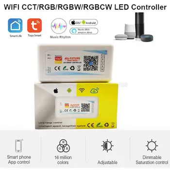 Tuya Inteligentní Regulátor Alexa Google Domov Hlas WiFi APP 2.4 G RF Dálkový ovladač DC5-24V pro jednotlivé Barvy CCT RGB, RGBW RGBCCT LED Strip 