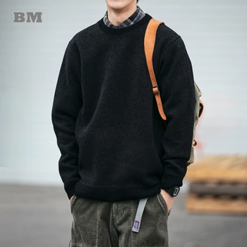 Zimní Japonské Streetwear Trend Jednobarevné Tlusté Svetry Pánské Oblečení Harajuku Neformální Knitwears Korean Pulovry Jersey Top