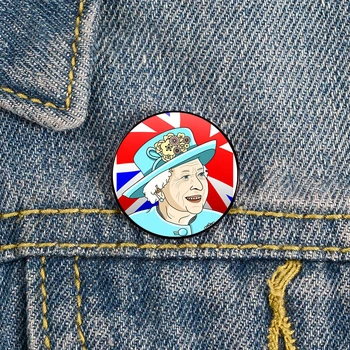 Královna Elizabeth II Anglie Pin Vlastní Brože Tričko Klopě učitel tote Bag batohy Odznak Karikatura dárek brože kolíky pro ženy