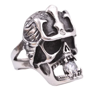módní osobnosti speciální Nadsázky Kostra nádherné luxusní prsten lebka z nerezové oceli Jasné křišťálové Lebky Muži Prsten