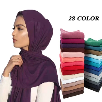 28 barva ženy muslimské jersey hidžáb šátek, jemné hedvábí hijabs Islámské šátky soild Modal šátek pro ženy 85*180 cm 10ks/lot