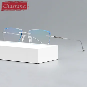 Chashma Diamond Zdobené Brýle Muži Brýle Bez Obrouček Ultra Lehký Rám Odstín Kvalita Objektivu Optický Krystal Čistého Titanu Brýle