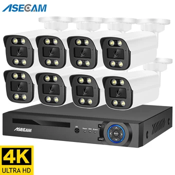 Nový 8MP Bezpečnostní kamerový Systém Kit 4K Audio, Mikrofon, H. 265 POE NVR AI Barva, Noc, Domácí bezpečnostní Kamery Venkovní Xmeye Nastavit