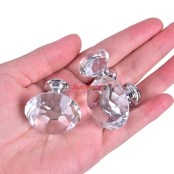 20-40mm Populární Crystal Diamond Design Tvar Skleněné Knoflíky Skříň Šuplíku Vytáhnout Kuchyň Kabinet Dveře Skříně Rukojeti Hardware