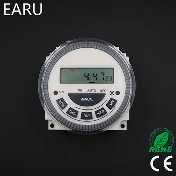 EARU TM619 AC 220V 230V 240V Digitální LCD Napájení Programovatelný Časovač Časový Spínač Relé se schválením UL relé 16A, snadné zapojení.