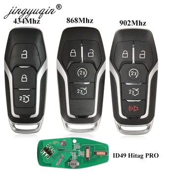 jingyuqin 433/868/902Mhz ID49 Smart Remote Klíč pro Ford Mondeo Explorer Mustang, Focus Fusion S-Max Galaxy Auto KeylessGo 3/4/5BTN