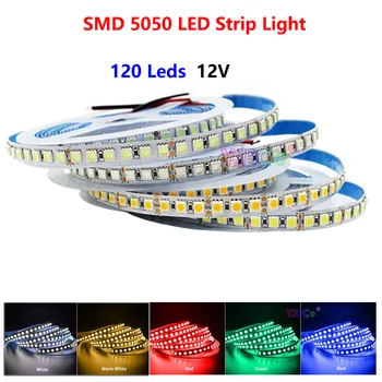 5M SMD 5050 LED Pás, DC12V Bílá/Teplá Bílá/Červená/Zelená/Modrá/RGB/CCT 60/120 max Led/m Flexibilní Světlo Bar IP20/IP65 Lampa Pásky