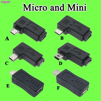 90 Stupňů Vlevo A Vpravo Úhlová Mini USB 5pin Samice na Micro USB Male Dat Sync Adaptér Plug Micro USB Na Mini USB Konektor