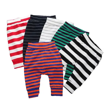 Elastický Pás Dětské Kalhoty Bavlněné Baby Boy Oblečení Pruhované Loose Novorozené Dívky Letní Kalhoty Infant Girls Legíny 6-24 Měsíců