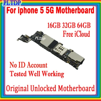 16GB/32GB/64GB Pro iPhone 5 5G Deska Č. icloud 100% Originální Odemknutí systému IOS Plné Čipy Dobrý Test logiky deska Nahradit