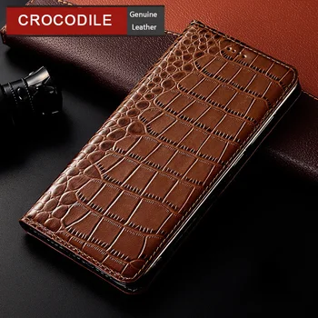 Krokodýl Originální Kožené Pouzdro Pro iPhone 13 Mini 13 Pro Max Magnetické Flip Kožené Kryt