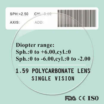 Kvalitní 1.59 krátkozrakost, presbyopie předpis polykarbonátové čočky anti nic není uv400 ochranu kvalitní tenké PC brýle objektivu