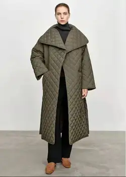 Totem* zimní dámský kabát polyester zelená X-long Turn dolů límec vlněné trenčkot neformální styl