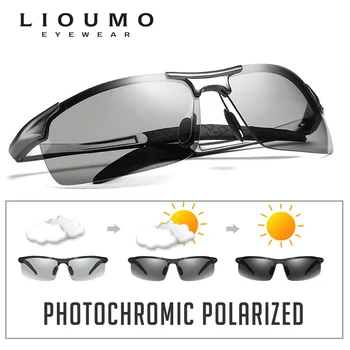 LIOUMO Retro Pilotní Samozabarvovací Polarizační sluneční Brýle Muži All-počasí Anti-oslnění HD Řidičské Brýle oculos de sol feminino UV400