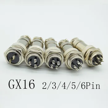 1 GX16-2/3/4/5/6 Pin Samec A Samice Průměr 16mm Drát Panelu Konektor GX16 Kruhový Konektor Letectví Zástrčku
