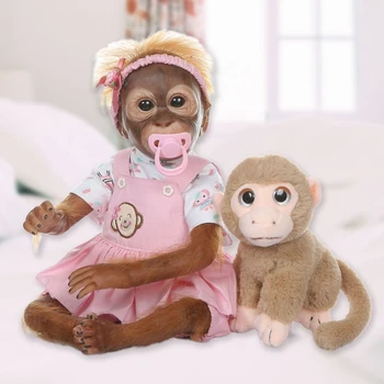 20.5 inch 52 cm Reborn Baby Panenky Krásné Opice Panenky Měkké Silikonové Bavlna Tělo Pohodlné Mohér Realistické Hračky