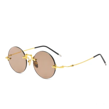 Crystal Stone sluneční Brýle bez Obrouček Muž Skla Sluneční Brýle Kulaté Žena Řidič Odstíny Muž Vintage UV400 Vysoce Kvalitní Anti Scratch