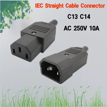 2ks Rovnou IEC Konektor Jack Kabel Konektor 250V 10A IEC 320 C13 Samice AC Zásuvka C14 Samec Rewirable Napájecí Adaptér Izolace