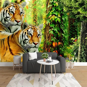 Vlastní 3D Fotografie Tapety Pro Ložnice Stěny Lesa Tiger Moderní Pohovce v Obývacím Pokoji Nástěnné Dekorace Plakát, Nástěnná Papel De Parede 3D