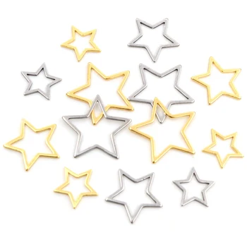 20ks 3 Velikost Hvězdy, Kouzlo, Zlato z Nerezové Oceli Přívěsek Otevřené Rámy Duté Lisované Pryskyřice Rám Formy Rámeček DIY Výrobu Šperků