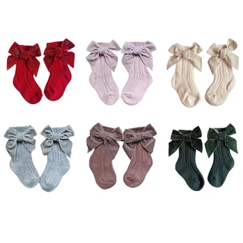 Dítě Dívky Ponožky s Bowknot Měkké Podzim Jaro Česaná Bavlna Ponožky pro Novorozence 0-12 Měsíců