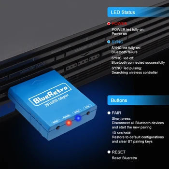 Blueretro Multiplayer Bezdrátový Ovladač Adaptér pro PS2 PS1 Kompatibilní s PS3 PS4 PS5 Spínač XBOX One bluetooth controladore