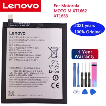 2021 let, 100% originální baterie BL265 pro Lenovo XT1662 Baterie Pro Motorola MOTO M XT1662 XT1663 3000mAh Batterie+Nástroje zdarma