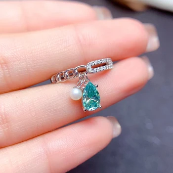 MeiBaPJ 1 Karát Zelené Moissanite Diamant Kapka Vody Ring pro Ženy 925 Sterling Silver Jemné Svatební Šperky