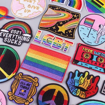 Duhové Pruhy, Skvrny na Oblečení LGBT Doplňky Oblečení Thermoadhesive Opravy DIY Žehlička Na Nášivka Výšivky Patch Odznaky