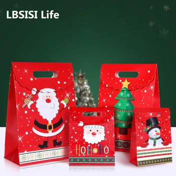 LBSISI Život 5kusů/Lot Vánoční Santa Papírové Tašky Čokoládové Sušenky Sušenky Děti Dárkové Balení Pro Vánoční Dekorace Navidad Sněhulák