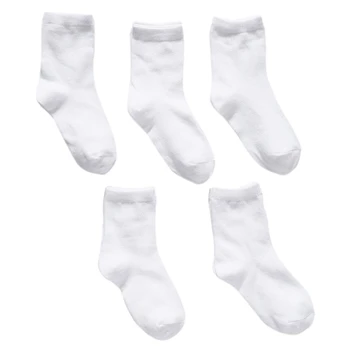 5 Párů Děti Čisté Bílé Ponožky Baby Boy Girl Pevné Prodyšné Bavlny Sportovní Pružiny