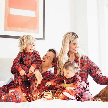 Rodinné Vánoční Pyžamo Červené Deky Rodiny Odpovídající Oblečení Podzim Zima Odpovídající Pár Oblečení, Rodič, Děti, Oblečení Na Spaní