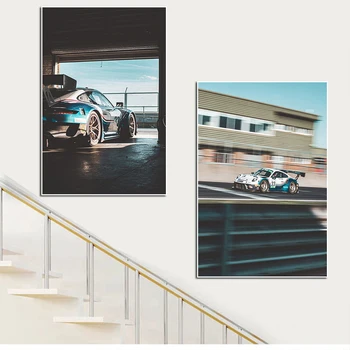 Sportovní Auto Porsche 911 Plakát Závodní Graffiti Plátno Malba, Moderní Luxusní Supersport Nástěnné Wall Art Obraz, Pokoj Domácí Dekor