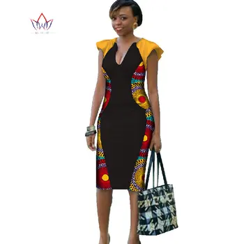 Africké Šaty Ženy Hluboké V-Neck Bodycon Šaty Plus Velikosti Africké Oblečení Kolena Délka Šaty Dashiki Ženy Party Šaty WY553