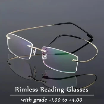 Pánské Presbyopie Brýle Slitiny Vrtaných Presbyopickém Brýle Anti Modré Brýle High-definition Obchodní Brýle 0 Až +4 Brýle