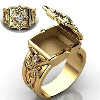 Unikátní Cross Otevřete Uzávěr Cuffic Locklet Malé Tajemství Vzor Měděné Kroužky Pro Muže Zásnubní Svatební Party Mužské Prsten Šperky