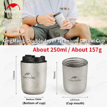 Naturehike 157 g Ultralight Vody Cup Titan Cup Se Snadno Vytáhnout Kryt 250ml Přenosný Cestovní Tepelné Izolace Ice Coffee Cup