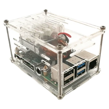 Pro Raspberry Pi 4B Transparentní Shell Box Akryl Případě Ovládání Ventilátoru Zvýšené Box Případě