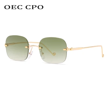 OEC CPO Módní Malé sluneční Brýle bez Obrouček Ženy Punkové Retro Náměstí sluneční Brýle Muži Gradient Odstíny Značky Návrhář UV400 Brýle