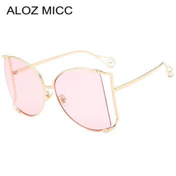 ALOZ MICC Luxusní Pearl Ženy, sluneční Brýle Retro Nadrozměrných Půl Rám Brýle, Ženy Odstíny UV400 Brýle Q467