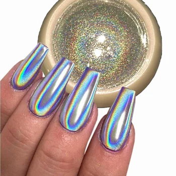 Holografický Lak na Prášek Chrome Laserové Zrcadlo Glitter Design Nail Art Pigment DIY Kouzlo Pigment Chrome Nehty Prášek Tip Doplňky