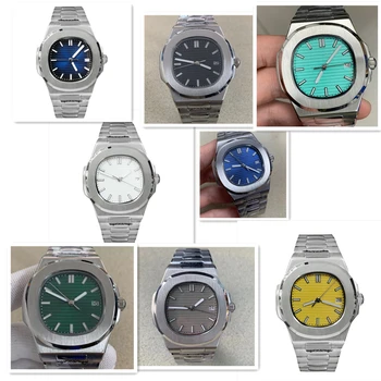 Luxusní pánské nerezové oceli mechanické hodinky, jemné oceli, materiál, průměr 42mm, modré a zelené světelné plochy, časovač, hodiny